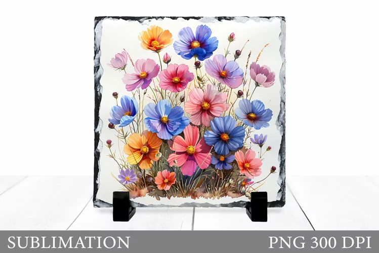 Wildflowers Sublimation. Floral Slate Sublimation