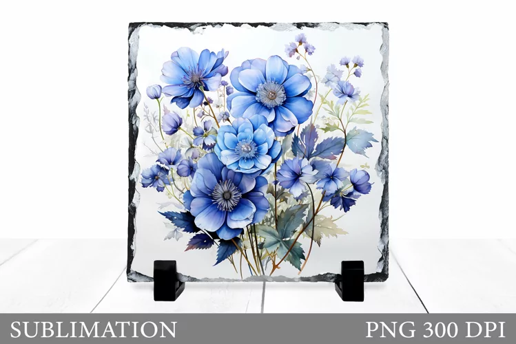 Flowers Square Sublimation. Wildflowers Slate Design