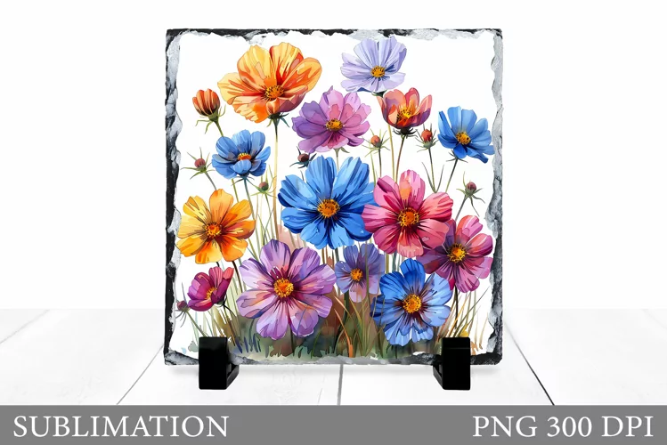 Flowers Sublimation. Wildflowers Slate Sublimation