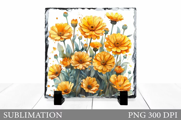 Floral Sublimation. Flowers Slate Sublimation
