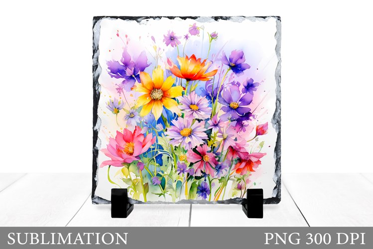 Flowers Sublimation. Wildflowers Slate Design