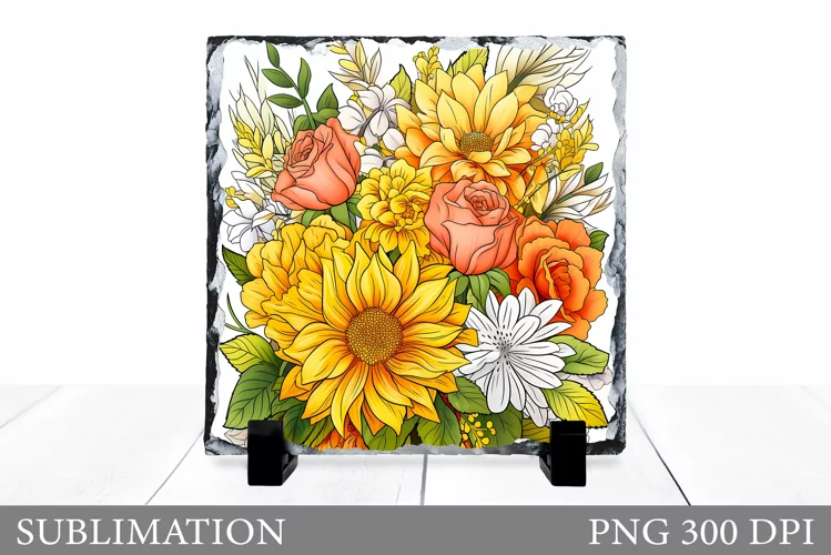 Flowers Sublimation. Flowers Slate Sublimation