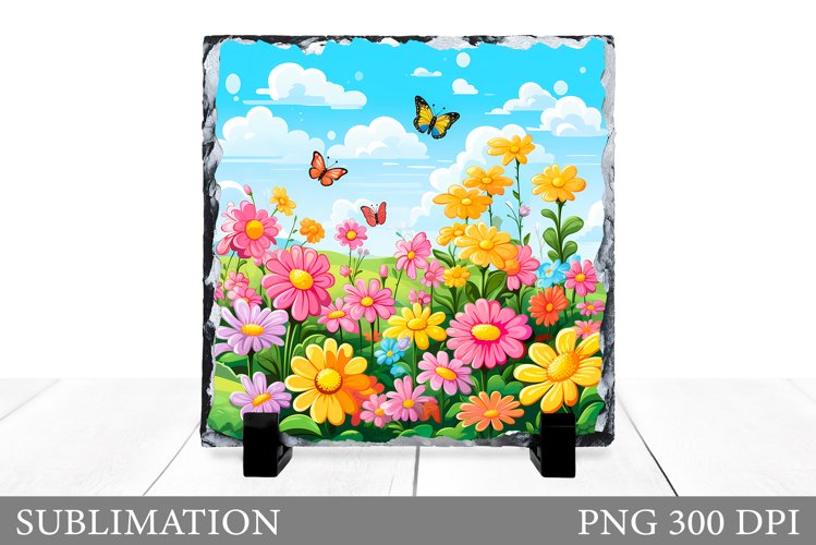 Flowers Sublimation. Wildflowers Slate Sublimation