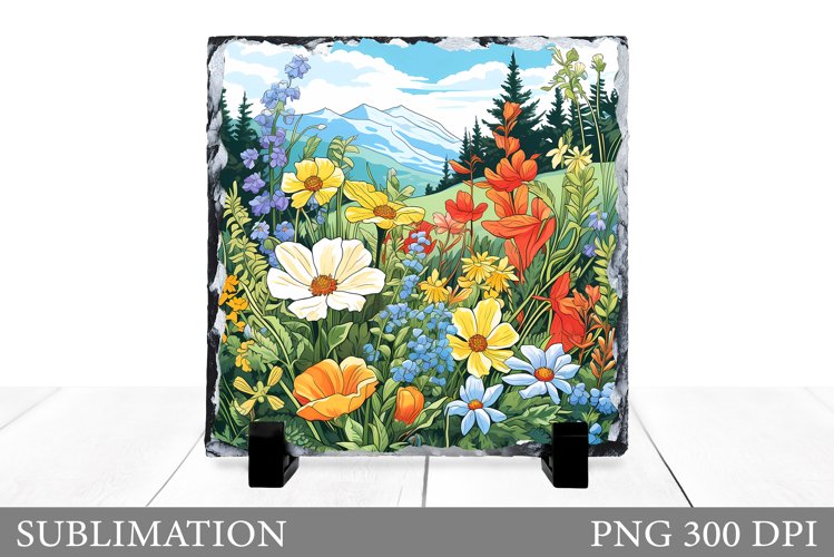 Flowers Sublimation. Wildflowers Slate Design