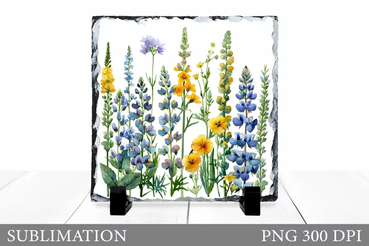 Flowers Sublimation. Wildflowers Slate Sublimation