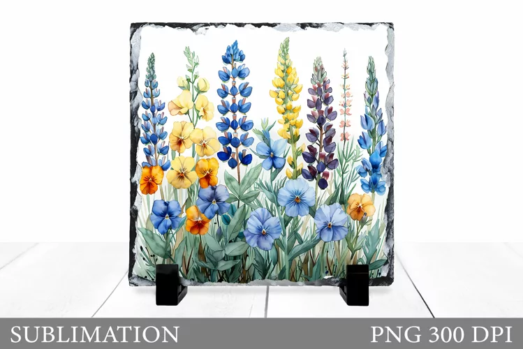 Flowers Sublimation. Wildflowers Slate Sublimation