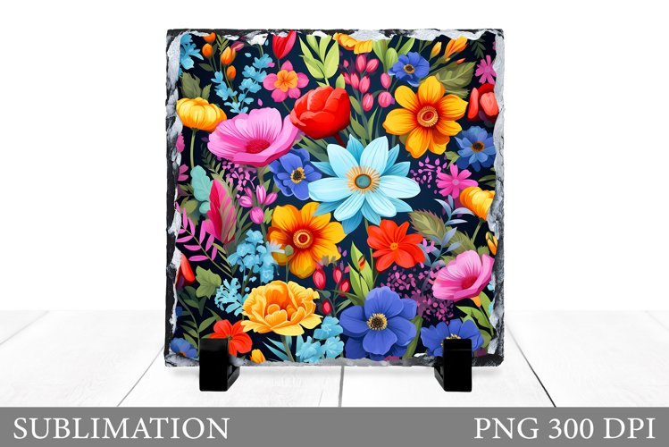 Flowers Sublimation. Floral Slate Sublimation example image 1