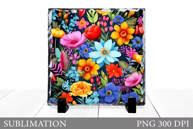 Flowers Sublimation. Floral Slate Sublimation