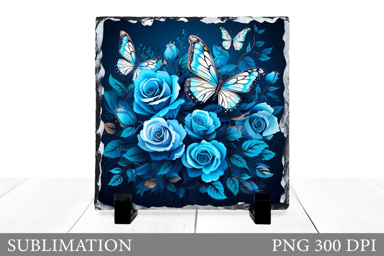 Butterflies Sublimation. Flowers Slate Sublimation