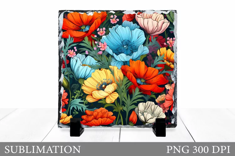 Flowers Sublimation. Summer Slate Sublimation