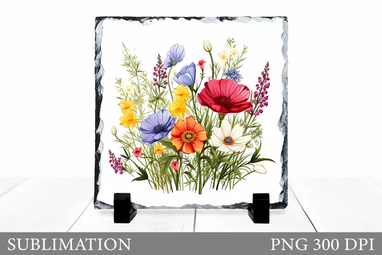 Floral Sublimation. Flowers Slate Sublimation