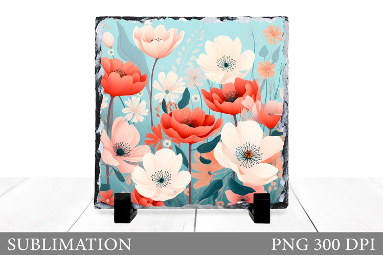 Flowers Sublimation. Floral Slate Sublimation