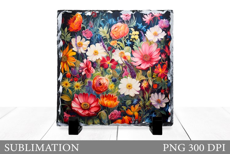 Flowers Slate Sublimation. Wildflowers Sublimation