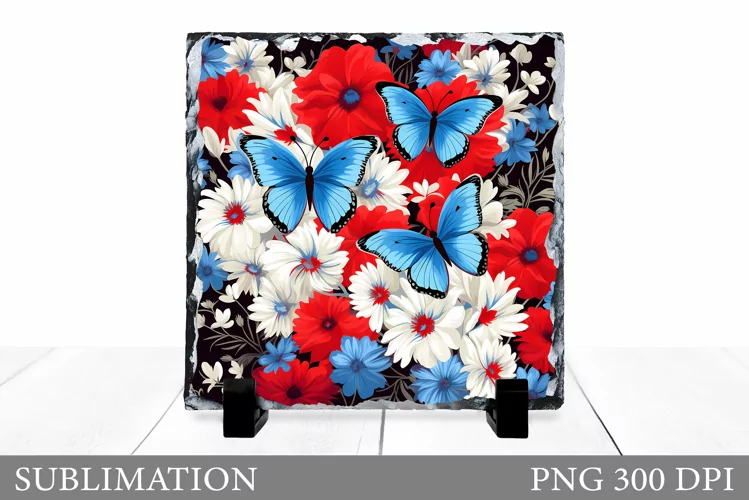 Butterfly Slate Sublimation. Butterfly Flowers Sublimation
