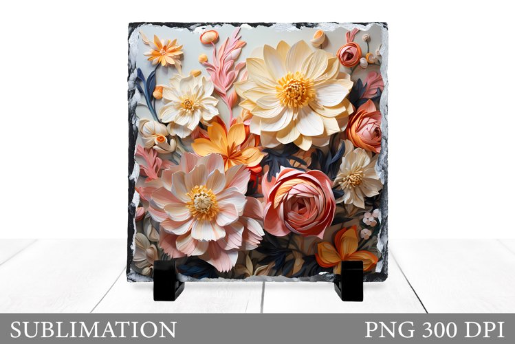 3D Flowers Sublimation. Floral Slate Sublimation