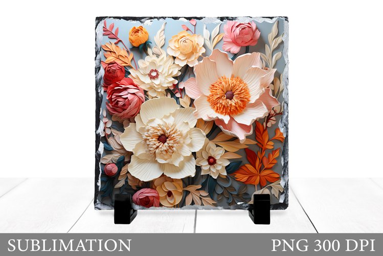 3D Flowers Sublimation. Wildflowers Slate Design