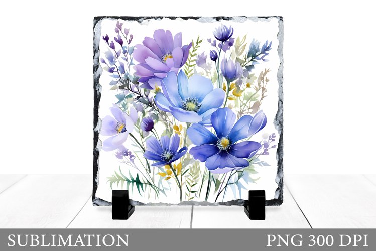 Wildflowers Sublimation. Floral Slate Sublimation