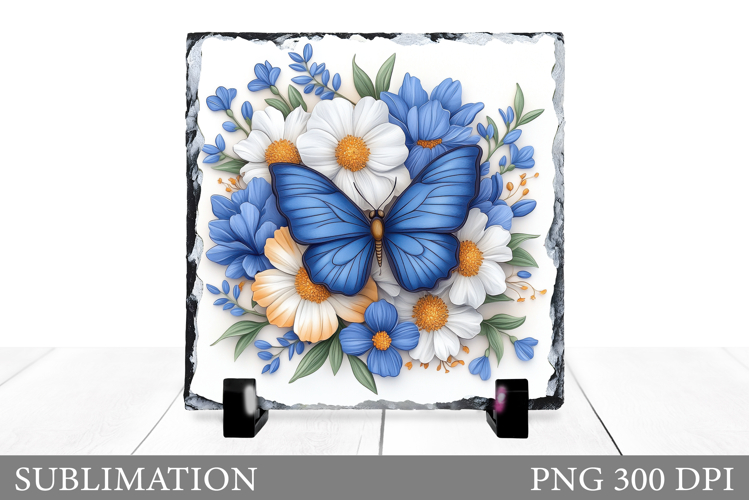 Butterfly Slate Sublimation. Butterfly Flowers Sublimation