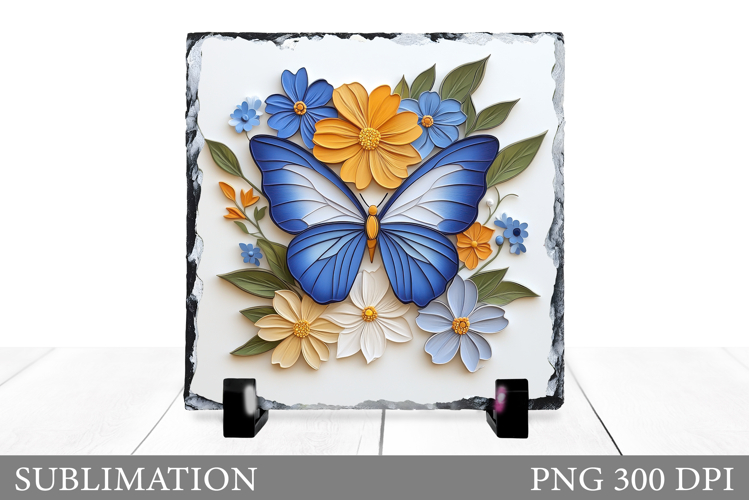 Butterfly Slate Sublimation. Butterfly Flowers Sublimation
