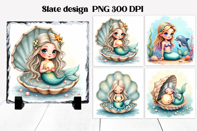 Cute mermaid slate sublimation | Ocean summer sublimation