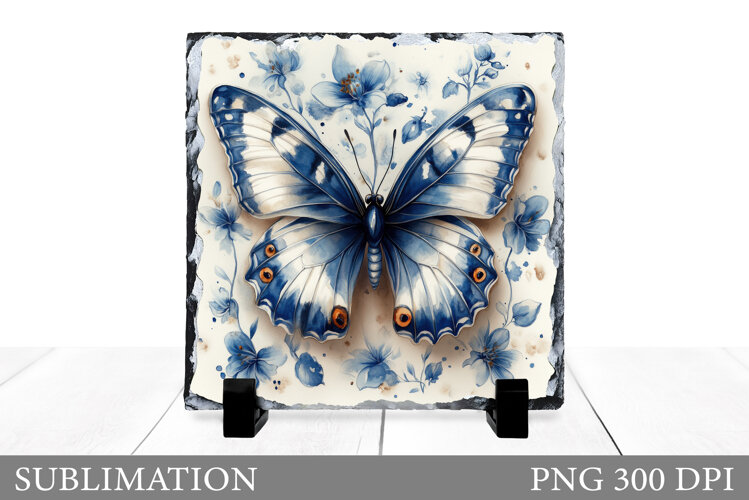 Butterfly Slate Sublimation. Butterfly Flowers Sublimation example image 1