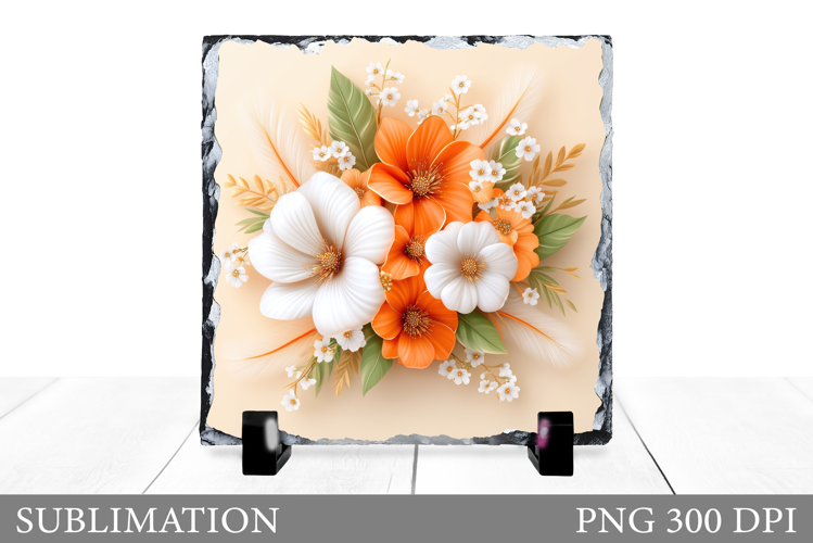 3D Flowers Sublimation. Floral Slate Sublimation