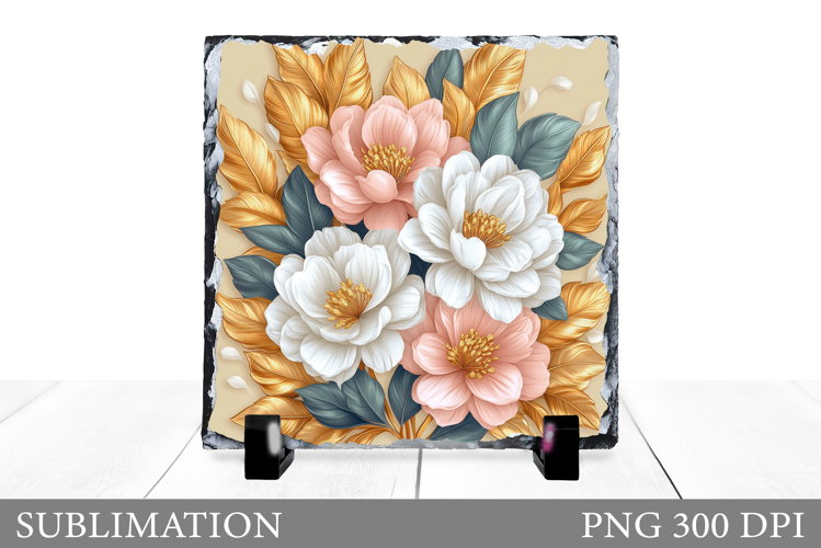 3D Flowers Sublimation. Floral Slate Sublimation
