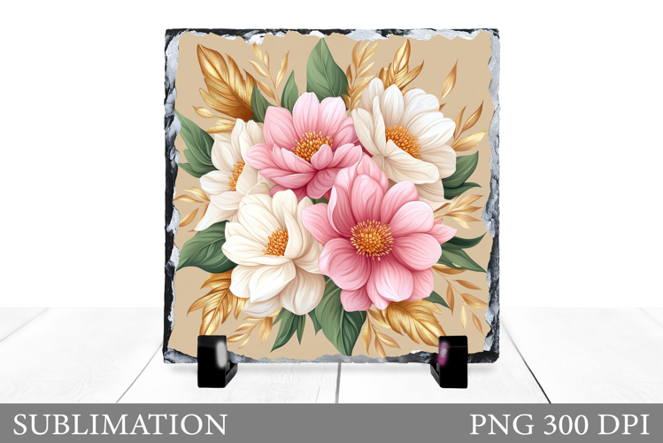 Flowers Slate Sublimation. Floral Sublimation