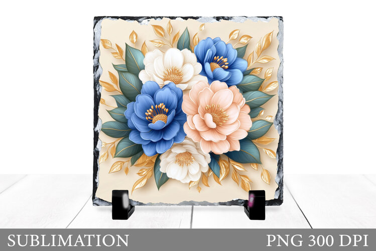 Flowers Slate Sublimation. Floral Sublimation example image 1