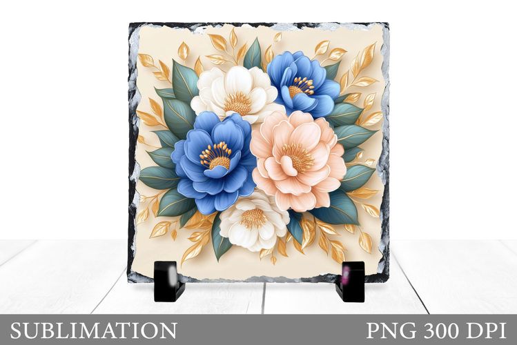 Flowers Slate Sublimation. Floral Sublimation