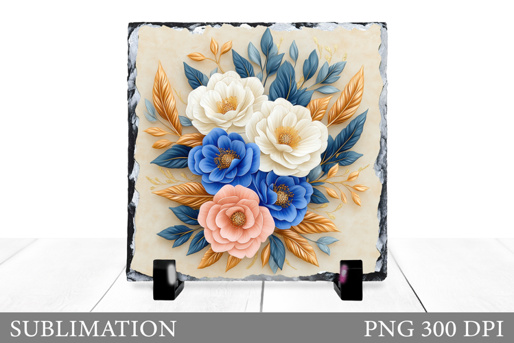 Flowers Slate Sublimation. Floral Sublimation