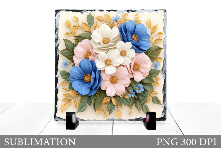 Floral Slate Design. Flowers Sublimation