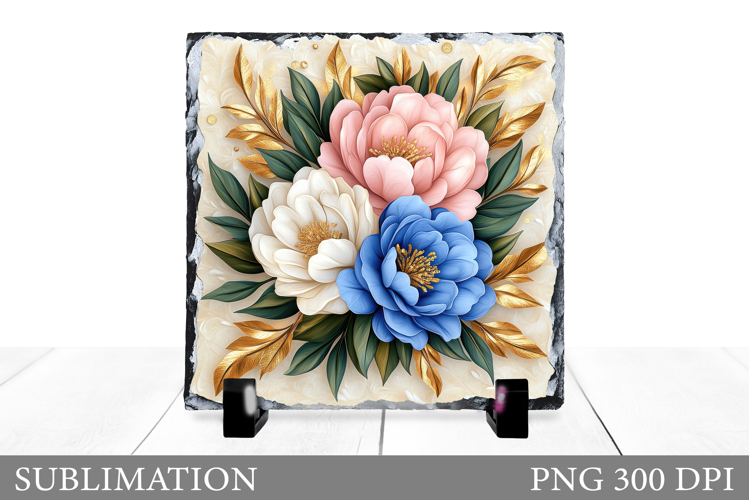 Floral Slate Design. Flowers Sublimation