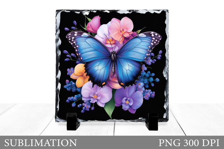 Butterfly Slate Sublimation. Butterfly Flowers Sublimation