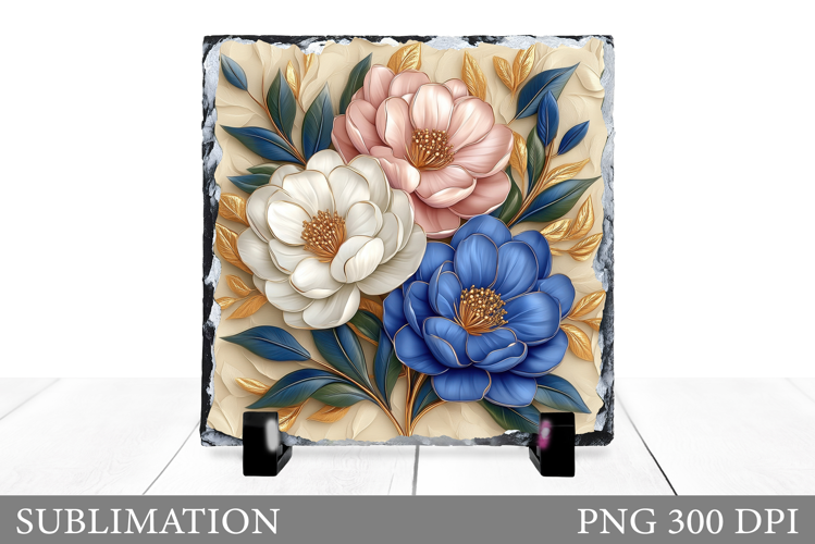 Floral Slate Design. Flowers Sublimation