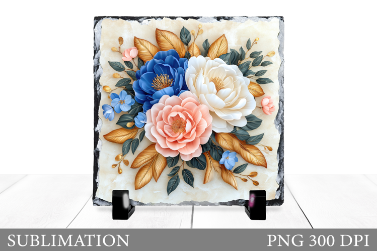 Flowers Slate Sublimation. Floral Sublimation