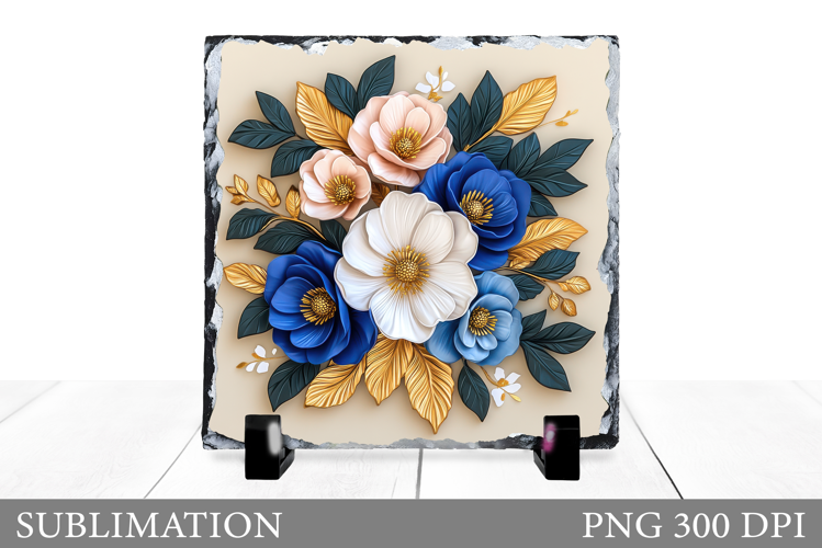 Floral Slate Design. Flowers Sublimation