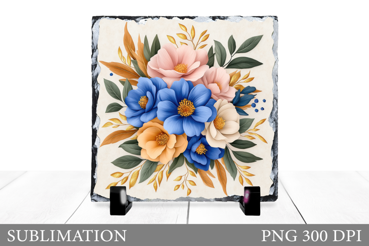 Floral Slate Design. Flowers Sublimation