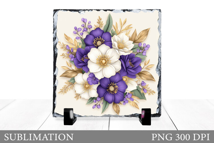 Floral Slate Design. Flowers Sublimation example image 1