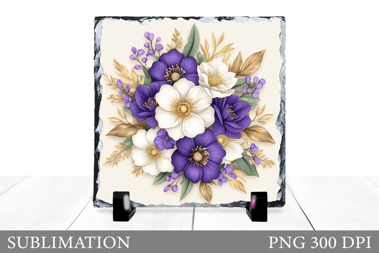 Floral Slate Design. Flowers Sublimation