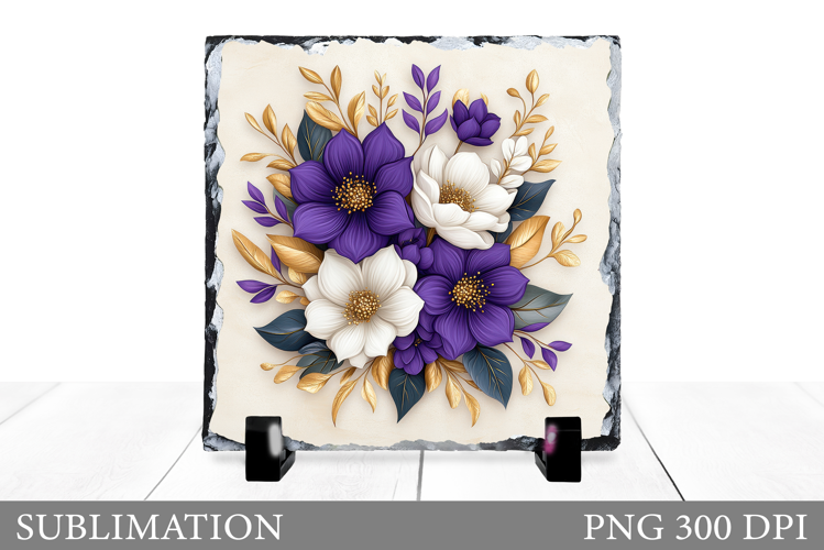 Floral Slate Design. Flowers Sublimation
