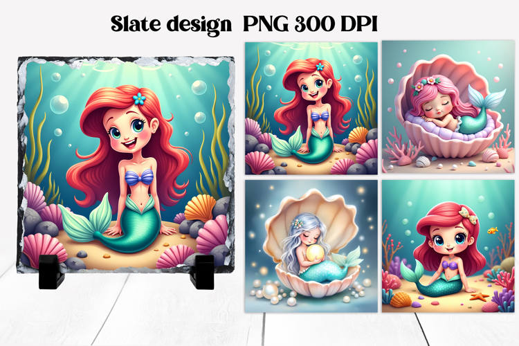Cute mermaid slate sublimation | Ocean summer sublimation