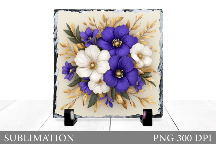 Wildflowers Slate Sublimation. Flowers Sublimation