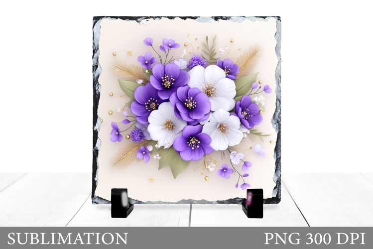 Flowers Square Sublimation. Wildflowers Slate Design