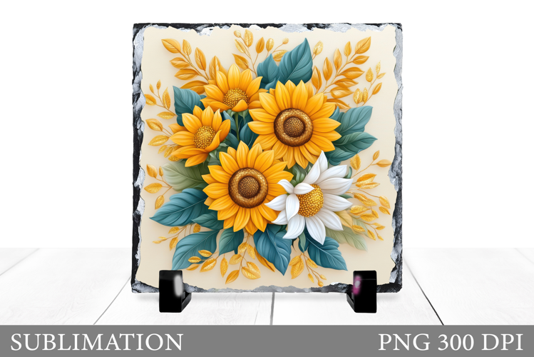 Sunflowers Slate Sublimation. Flowers Sublimation