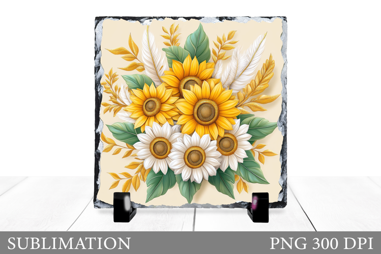Sunflowers Slate Sublimation. Flowers Sublimation