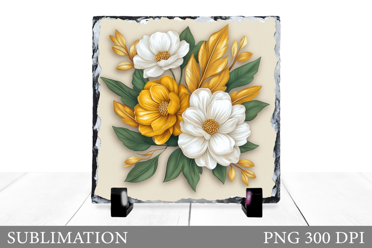 Wildflowers Slate Sublimation. Flowers Sublimation