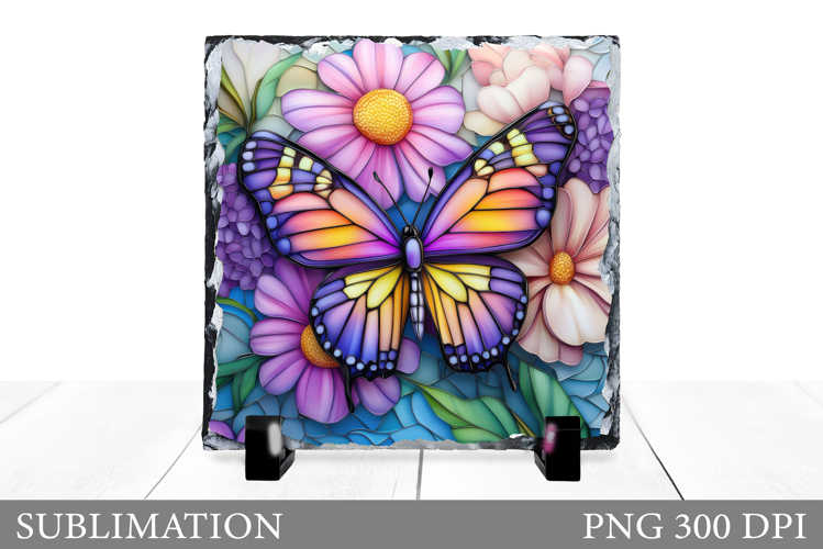 Butterfly Slate Sublimation. Butterfly Flowers Sublimation