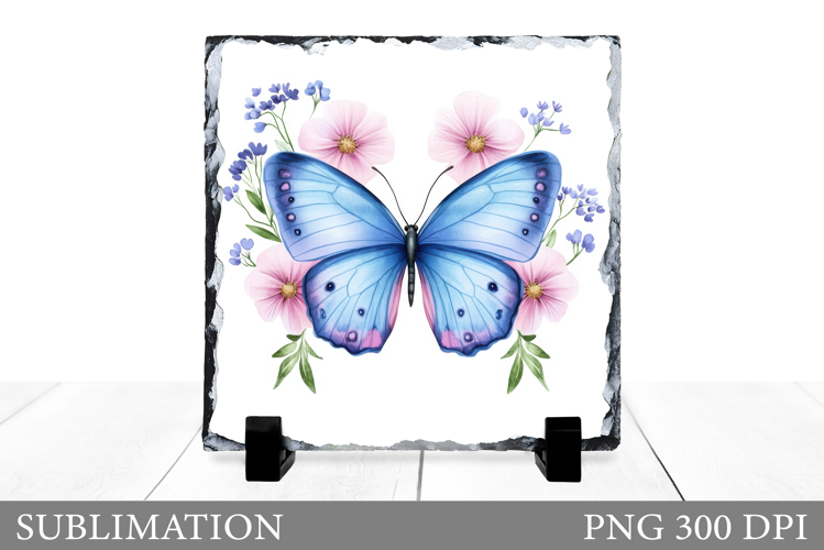 Butterfly Slate Sublimation. Butterfly Flowers Sublimation