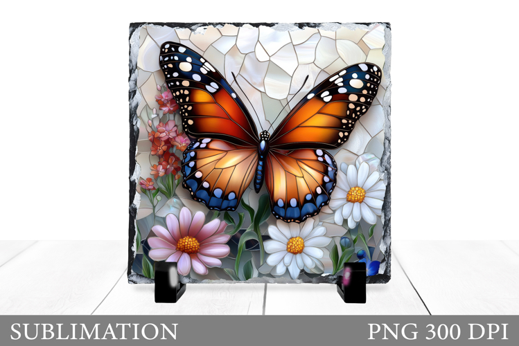Butterfly Slate Sublimation. Butterfly Flowers Sublimation